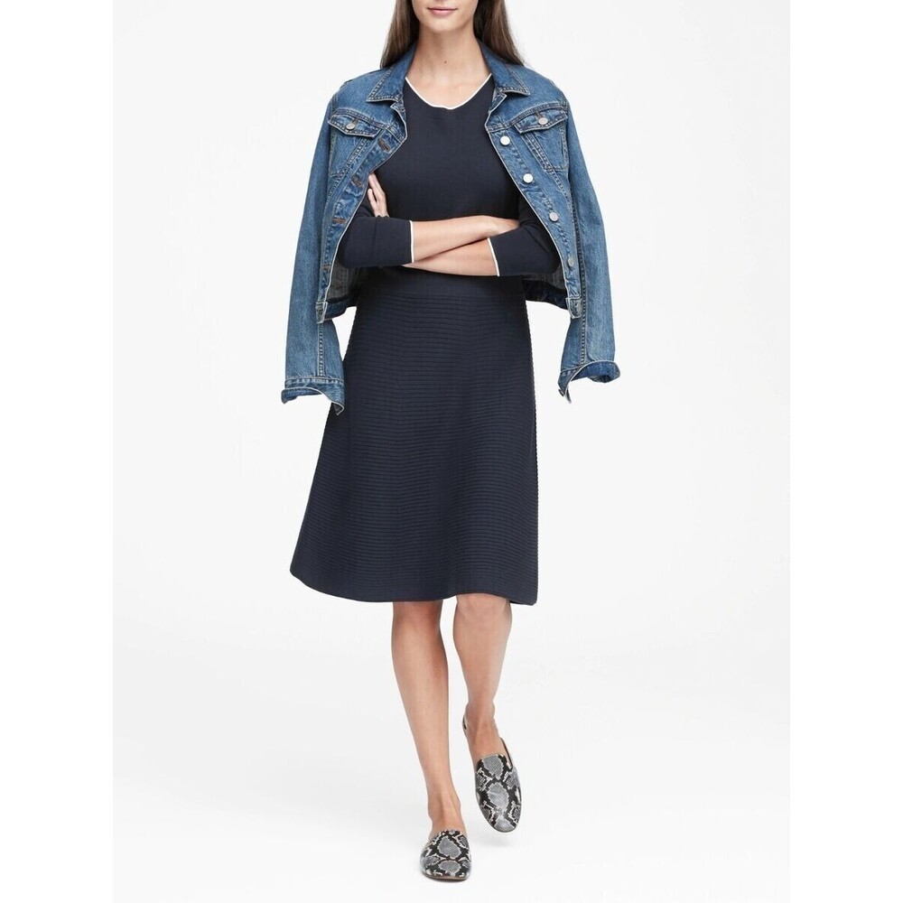 NWT BANANA REPUBLIC Blue Long Sleeve Button Shoulder Sweater Dress SIZE XXL